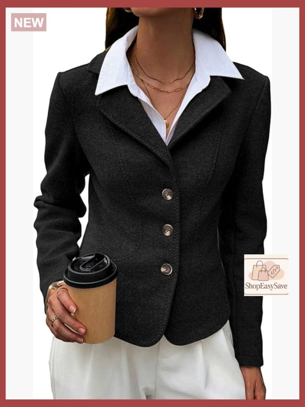 Cropped Tweed Blazer Fitted Work Casual Elegant Classic Slim Fit Jacket